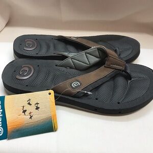 Cobian Draino charcoal/brown flip flops thongs NWT
